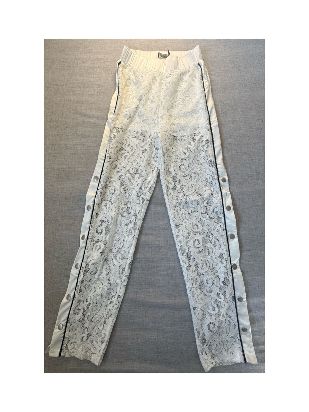 Rehab White Lace Snap-Trim Track Pants